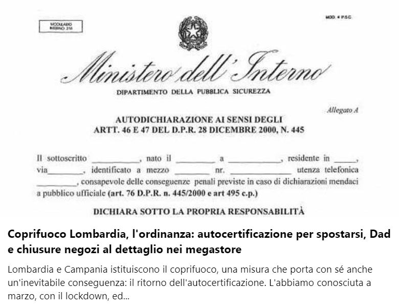 Coprifuoco Lombardia, l’ordinanza: autocertificazione per spostarsi, Dad e chiusure negozi al dettaglio nei megastore