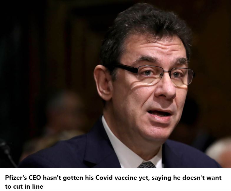 I dirigenti CEO di Pfizer hanno dichiarato alla CNBC che non si metteranno in prima fila per il vaccino