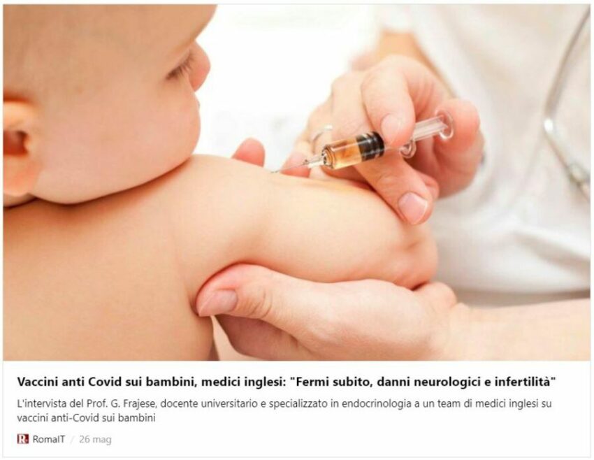 Vaccini anti Covid sui bambini, medici inglesi: “Fermi subito, danni neurologici e infertilità”