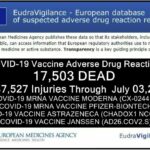 17.503 MORTI, 1,7 milioni di danneggiati (50% GRAVI) segnalati nel database dell'Unione Europea delle reazioni avverse ai vaccini COVID-19