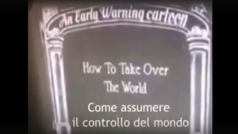 Un cartone stile anni ’50 mostra come prendere in mano il mondo con una pandemia indotta