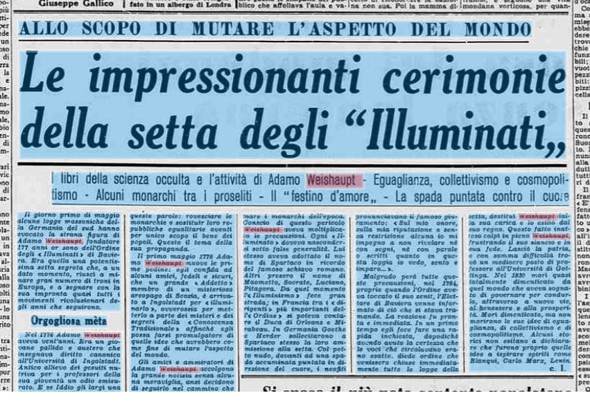 Le impressionanti cerimonie della setta degli illuminati (LaStampa 1953)