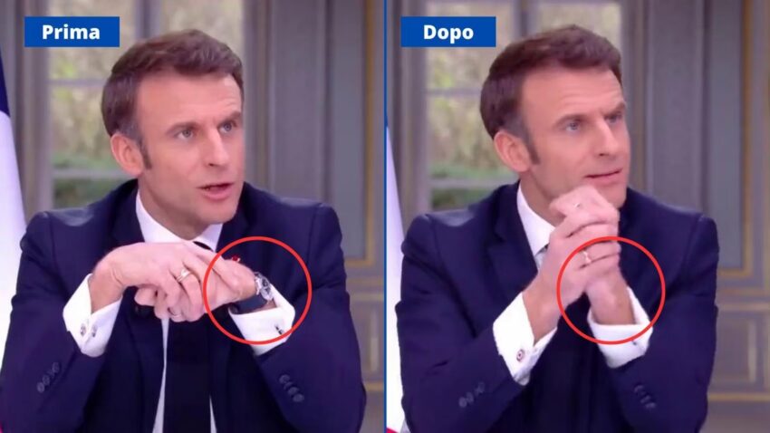 Macron fa sparire dal polso l’orologio da 80.000 euro durante l’intervista