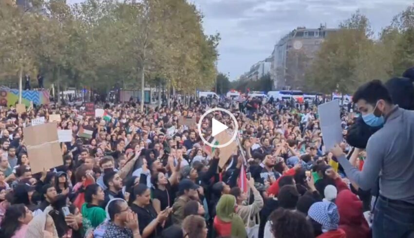 Manifestazione di solidarietà pro Palestina a Parigi: La Polizia cinge d’assedio i manifestanti a Place de la République