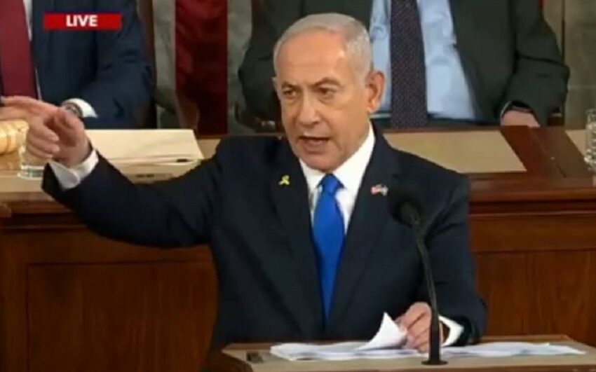 La gaffe di Netanyahu al Congresso degli Stati Uniti: le proteste fuori da questo edificio sono state finanziate dall’Iran